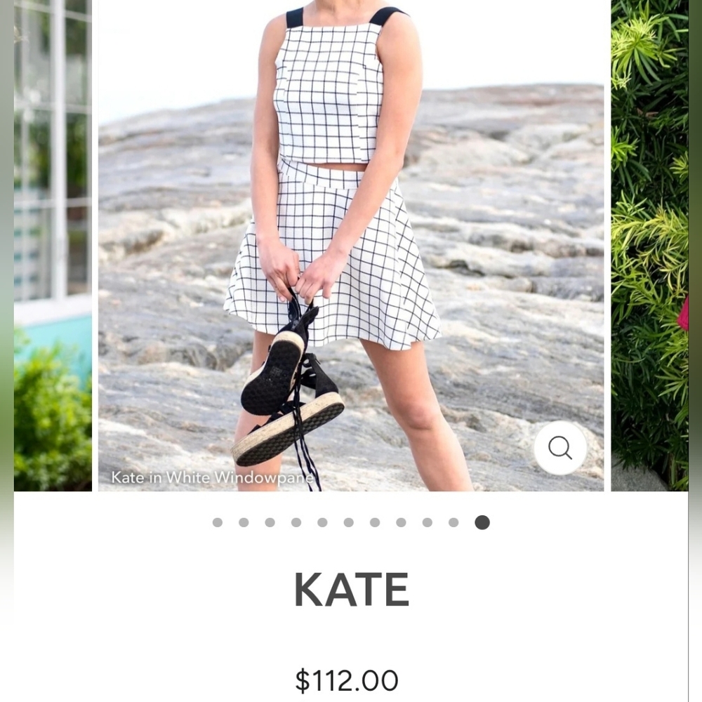 Stella M'Lia "Kate" White & Black Windowpane 2 Piece Dress Skirt Set